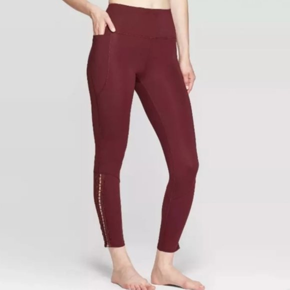 JoyLab Pants - Joy Lab Lace up Side Burgundy Leggings Large